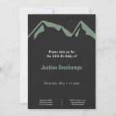 Montagnes en vert - Invitation d'anniversaire noir (Devant)