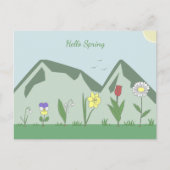 Montagnes et fleurs de printemps Paysage Carte pos (Devant)