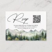 Montagnes et pins Code QR Mariage Carte RSVP (Devant)