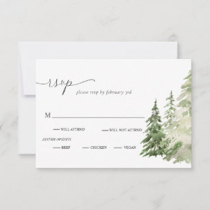 Montagnes Forêt Mariage rustique Carte RSVP