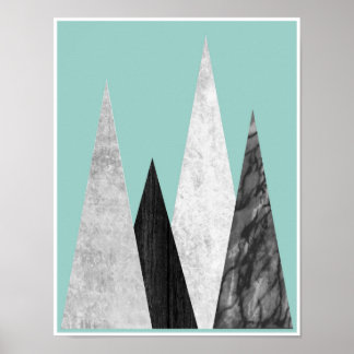 Montagnes, géométrique, affiche scandinave