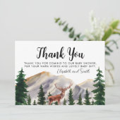 Montagnes Rustiques Cerfs Baby shower Merci (Debout devant)