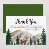 Montagnes Rustiques Cerfs Baby shower Merci (Devant / Derrière)