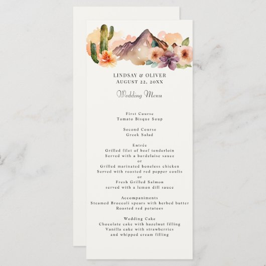 Montagnes Rustiques | Menu Réception Mariage Déser (Devant / Derrière)