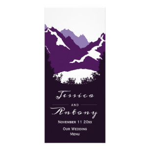 Montagnes violettes, conifères Carte menu mariage