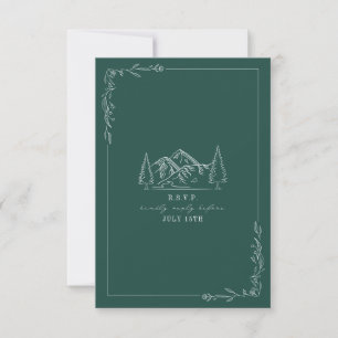 Montains Line Art Emerald Wedald Carte RSVP