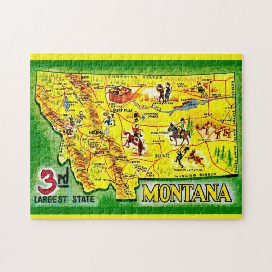 Montana 11x14  Illustrated Map Puzzle Legpuzzel (Horizontaal)