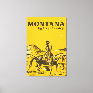 Montana Big sky Country vintage reisposter Canvas Afdruk