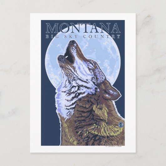 Montana - Big Sky CountryHowling Wolf Briefkaart (Voorkant)