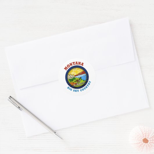 MONTANA BIG SKY STATE FLAG RONDE STICKER (Envelop)