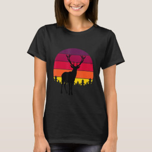 Montana Deer Hunter Sunset Retro Hunting T-shirt