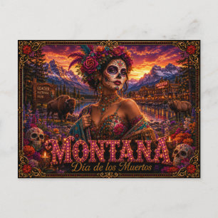 Montana Día de los Muertos Retro Briefkaart