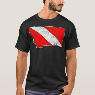 Montana Dive Flag Scuba Duiken State Kaart Duiken T-shirt