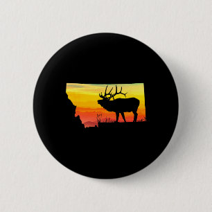 Montana-elk-jager-vader-vintage-retro-zon-boog-jag Ronde Button 5,7 Cm
