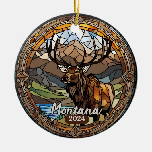 Montana Elk Mountain Keramisch Ornament (Voorkant)