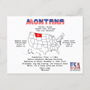 Montana États américains sur la carte et des infor