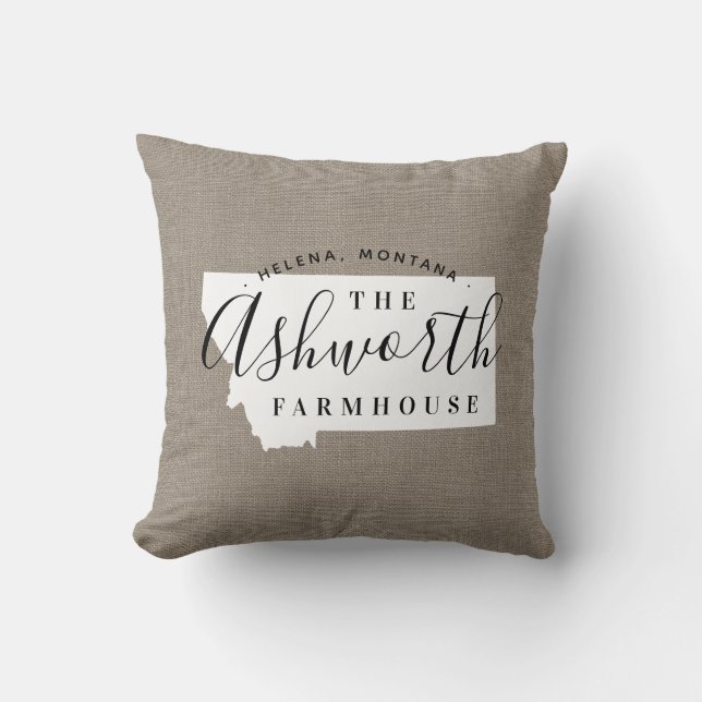 Montana Family Monogram State Sierkussen (Voorkant)