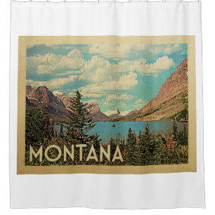 Montana Glacier Park Vintage Travel Douchegordijn