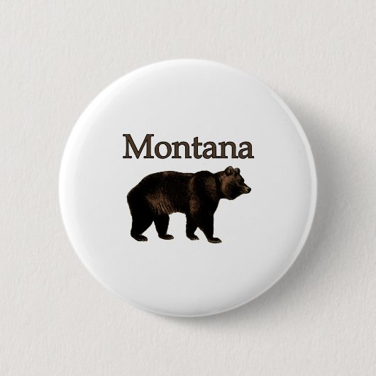 Montana Grizzly Beer Ronde Button 5,7 Cm (Voorkant)