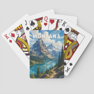 Montana Illustratie Reis Kunst Vintage Pokerkaarten