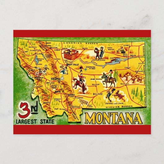 Montana  kaart Briefkaart (Voorkant)