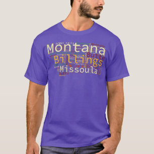 Montana-kaart en steden t-shirt