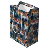 Montana Kerst op Midnight Street Waterverf Medium Cadeauzakje (Voorkant Gekanteld)