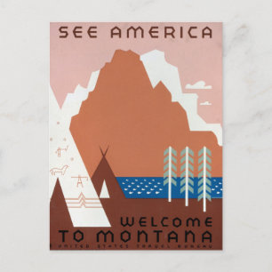 Montana Landscape Art foto's Oud Esthetisch Briefkaart