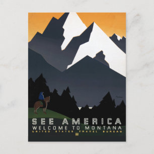 Montana Landscape Art Onbewerkte foto's Oud Briefkaart