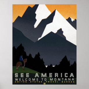 Montana Landscape Art Onbewerkte  foto's Oud Poster