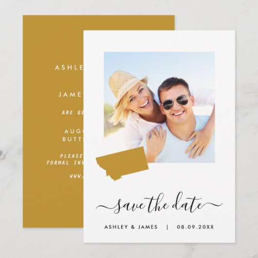 Montana Map Wedding Save the Date Kaart (Voorkant / Achterkant)