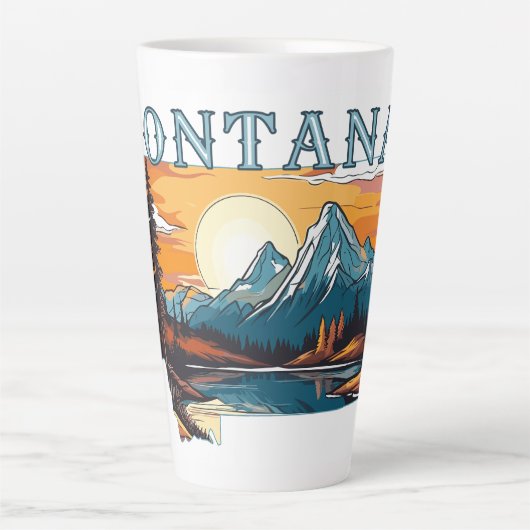 Montana Outline Mountains Latte Mok (Voorkant)