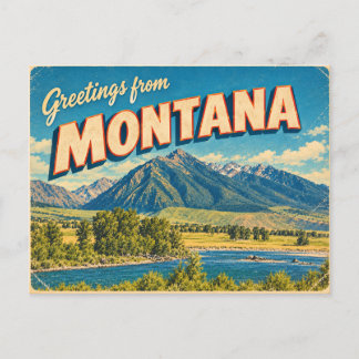 Montana Retro Bergen Rivier Reis Souvenir Briefkaart