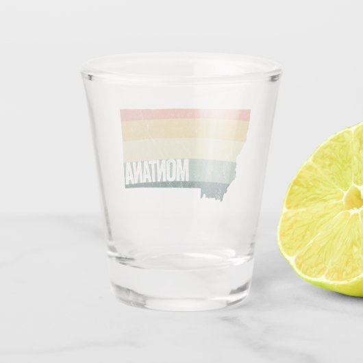Montana Retro Sunset Distress State Map Shot Glas (Achterkant)