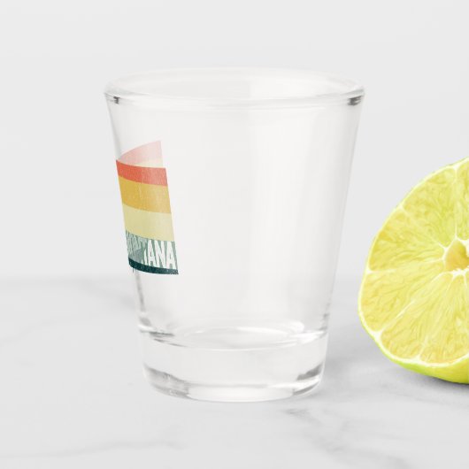 Montana Retro Sunset Distress State Map Shot Glas (Rechts)