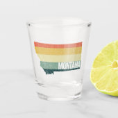 Montana Retro Sunset Distress State Map Shot Glas (Voorkant)
