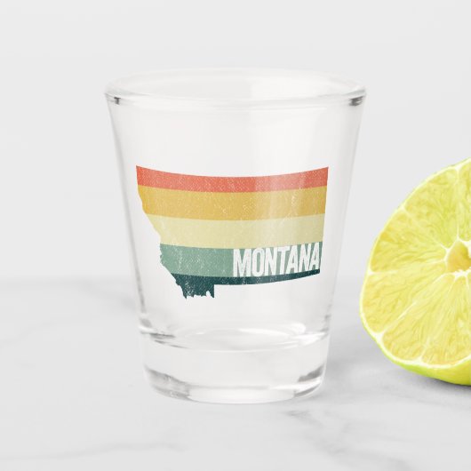 Montana  Retro Sunset Distress State Map Shot Glas (Voorkant)