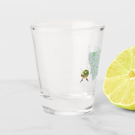 Montana River Vissen Map Shot Glas (Links)