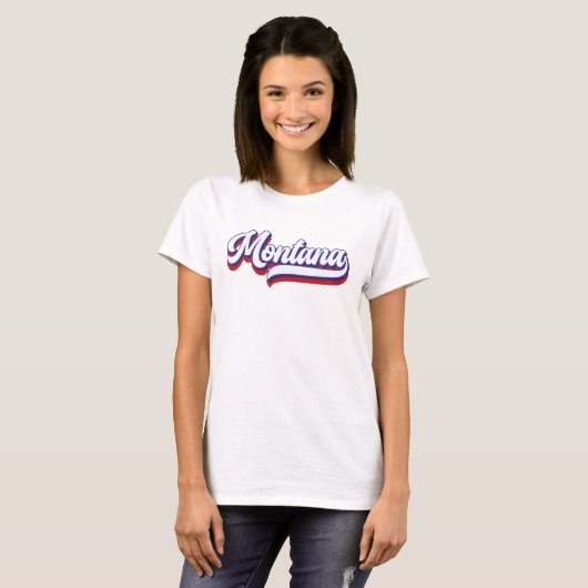 Montana Rood Wit en Blauw  Script T-shirt (Voorkant volledig)