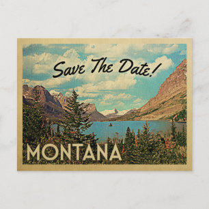 Montana Save the Date Glacier Park Lake Aankondigingskaart