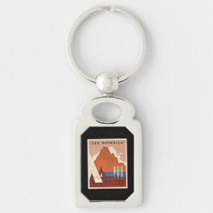 Montana, See America, vintage reisillustratie Sleutelhanger