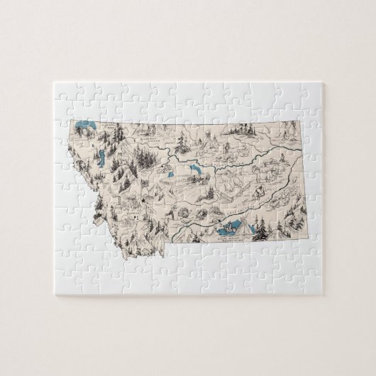 Montana Shaped Montanan  Afbeelding Map Legpuzzel (Horizontaal)