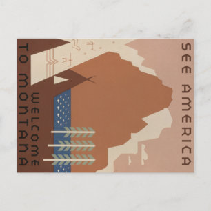 Montana Staat: Indiannerstammen, Bergen, Prairie Briefkaart