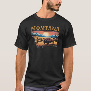 Montana Staatsomtrek Tattoo Bizon & Bergen T-shirt