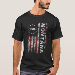 Montana State Amerikaanse Vlag Vintage voor Mannen T-shirt
