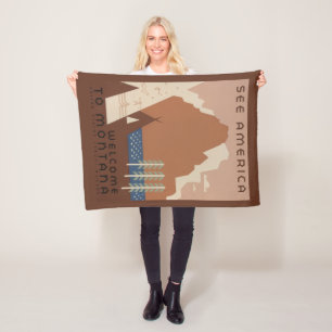 Montana State: Indiaanse stammen, bergen, prairie Fleece Deken