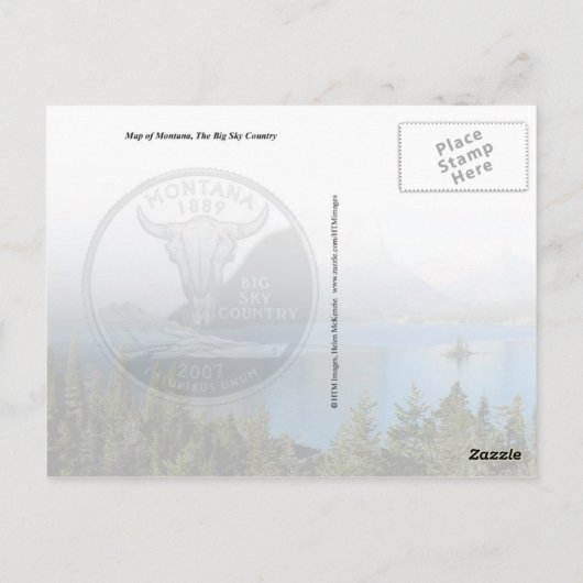 Montana State Map Briefkaart (Achterkant)