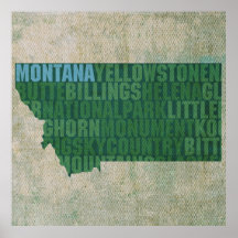 Montana State Outline Word Map op Canvas