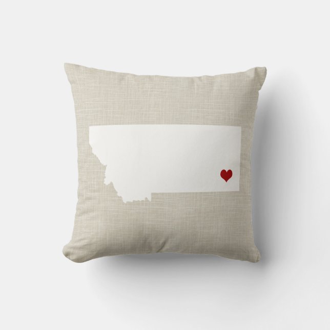 Montana State Pillow Faux Linen gepersonaliseerd Kussen (Voorkant)