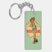 Montana State  Pin Up Girl Sleutelhanger (Voorkant Links)